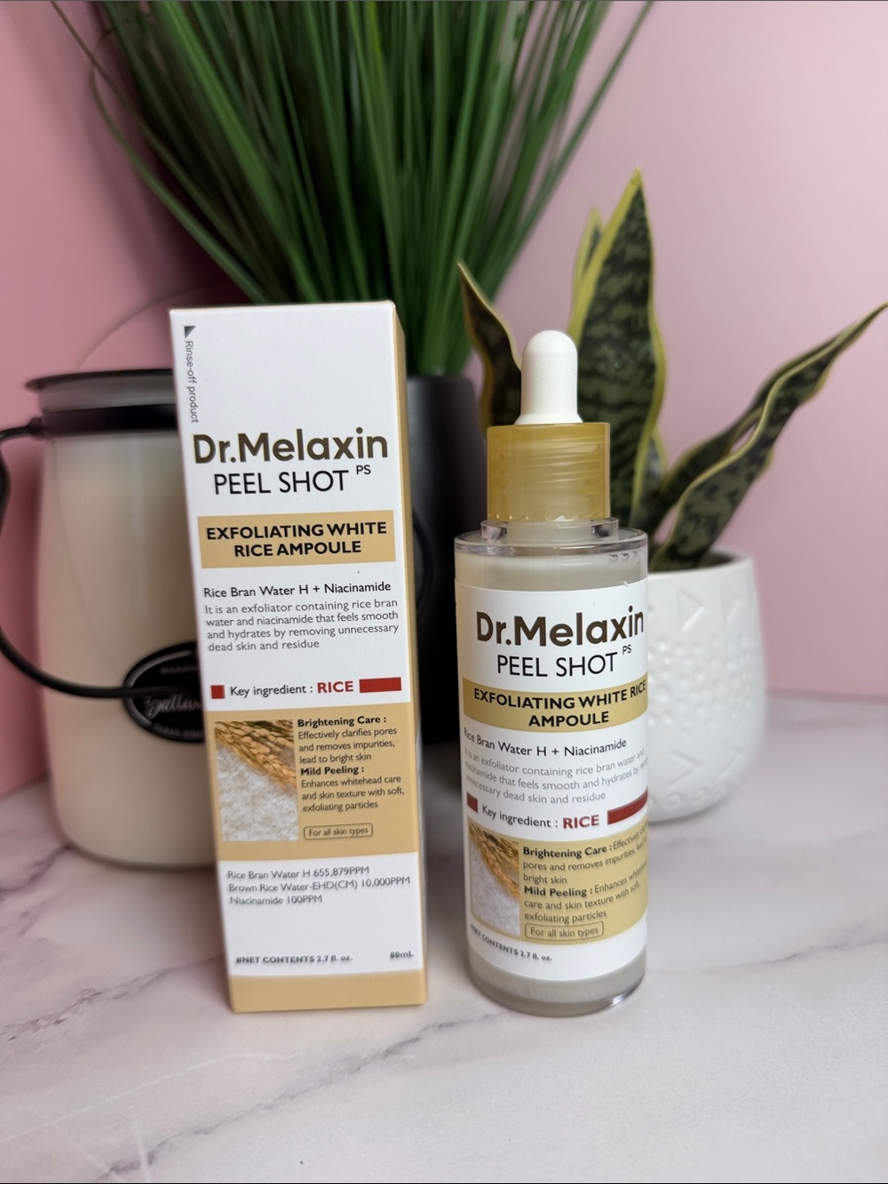 Exfoliating White Rice Peel Shot Ampoule — White/Gold